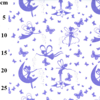 WHITE WITH LILAC FAIRIES POLYCOTTON FABRIC 110 CMS WIDE PRICE PER METRE