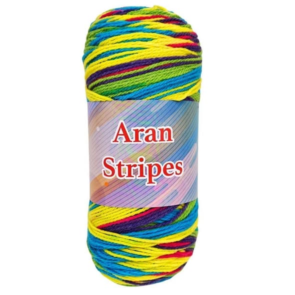 KNITCO ARAN STRIPE 200 GRAM BALL (01)