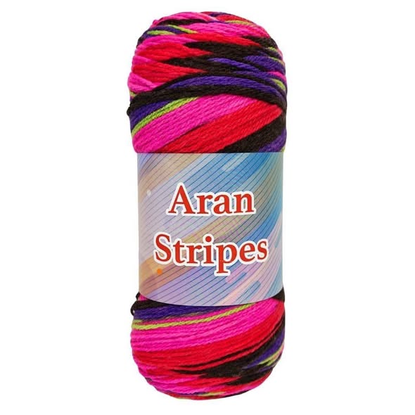 KNITCO ARAN STRIPE 200 GRAM BALL (06)