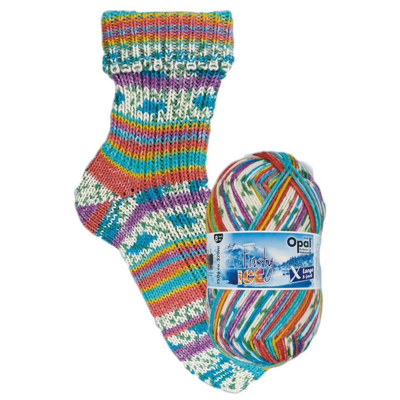 OPAL 8PLY SOCK WOOL 150 GRAMS BALL FROSTY ICE SNOW CLOUDS (11350)