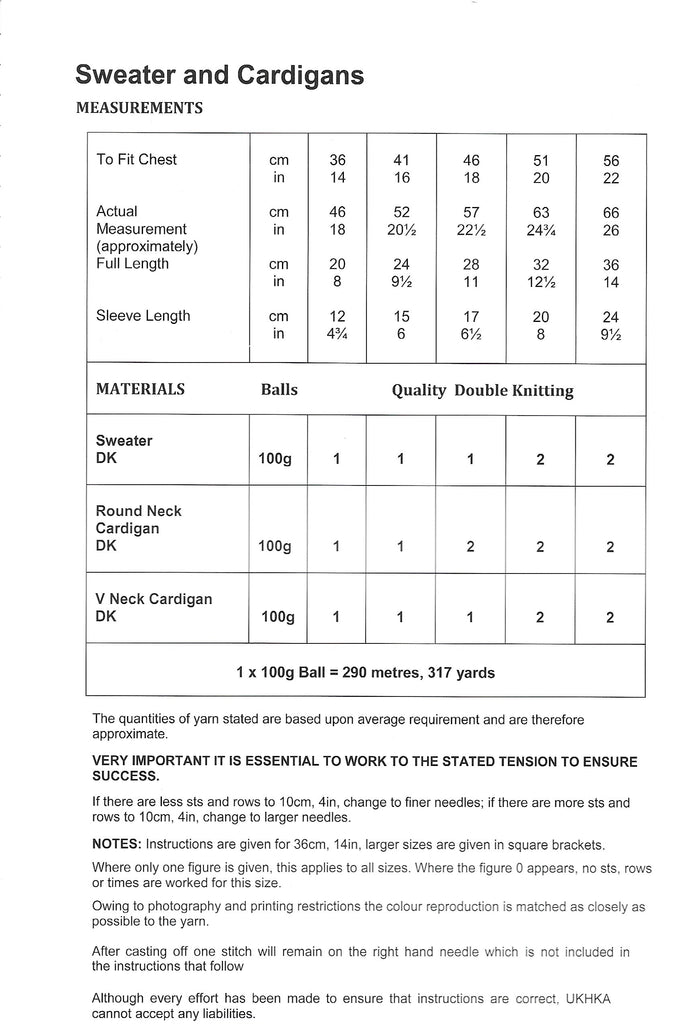 UKHKA212 BAIES DK JUMPER AND CARDIGAN KNITITNG PATTERN