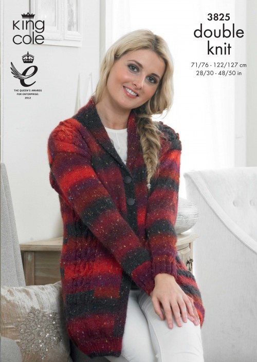 KING COLE LADIES CARDIGAN DOUBLE KNITTING PATTERN 3825