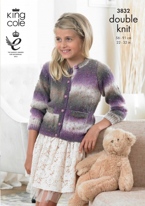 KING COLE COUNTRY TWEED DK KNITTING PATTERN 3832