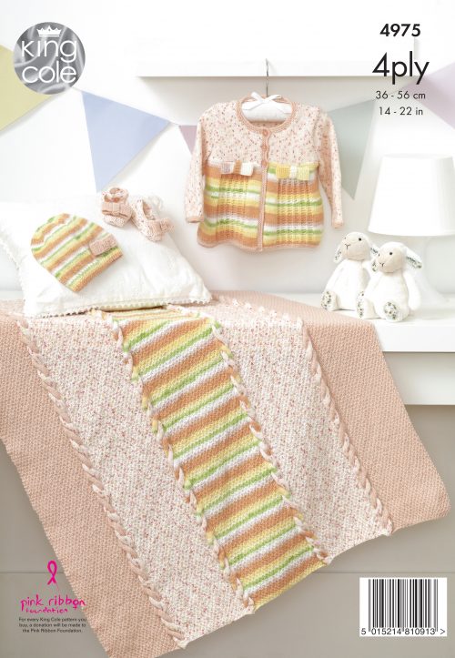 KING COLE BABY 4PLY KNITTING PATTERN (4975)