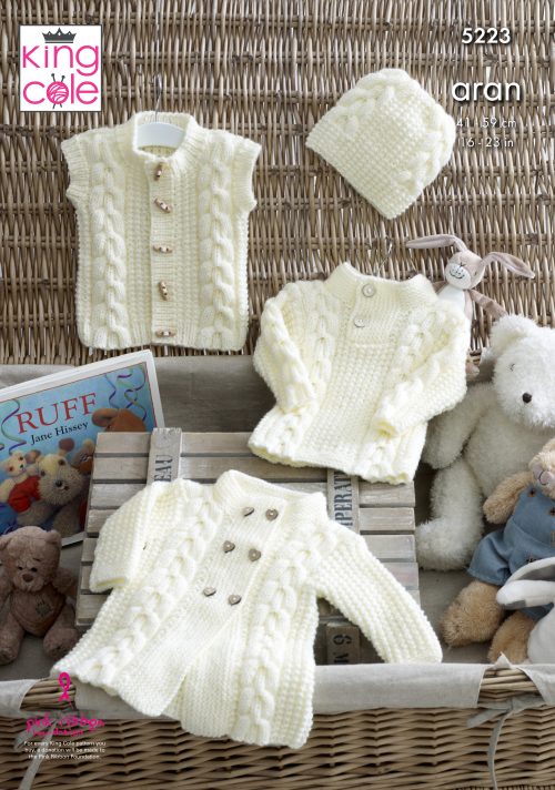 NEW OUT KING COLE ARAN BABY PATTERN (5223)