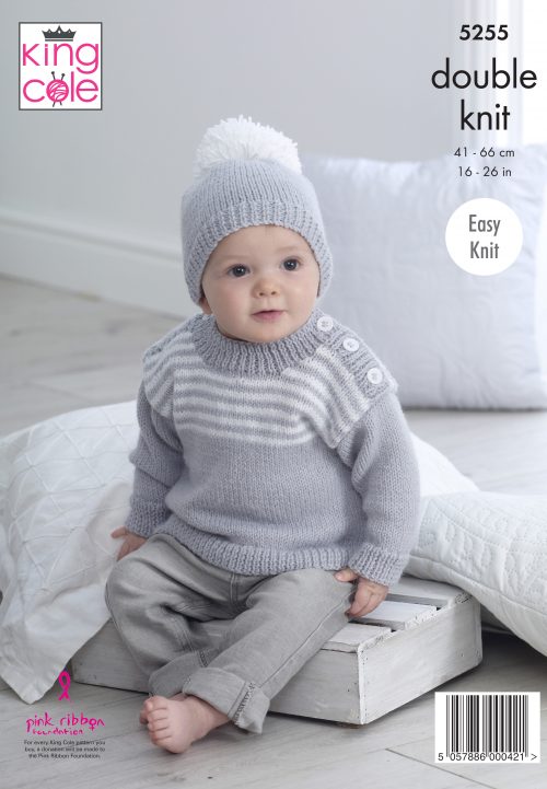 KING COLE SWEATER AND HAT DK KNITTING PATTERN (5255)