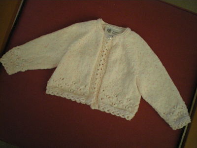 LOVELY GIRLS 4PLY PALE PINK FLECK CARDIGAN 3-6 MONTHS