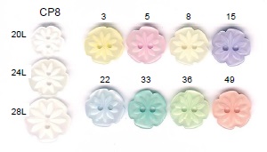 10 X FLOWER BUTTONS 15MM PALE PINK (5)