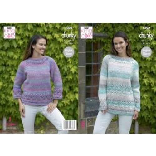 KING COLE LADIES CHUNKY JUMPER KNITTING PATTERN (5302)