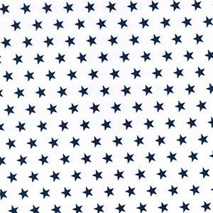 WHITE WITH NAVY STARS FABRIC 112CMS WIDE PRICE PER METER