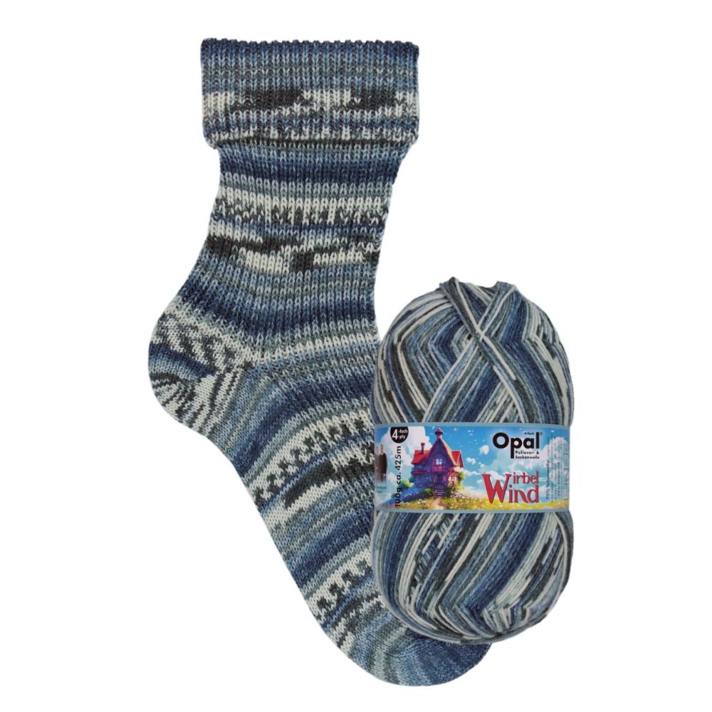 OPAL WIRBELWIND 4PLY SOCK WOOL 100 GRAM BALL (11475) LACHENDER WIND