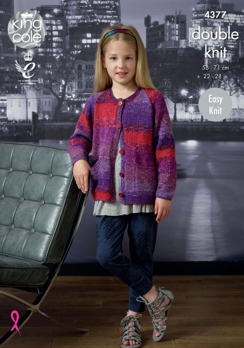 KING COLE GIRLS DK CARDIGAN AND TOP KNITTING PATTERN (4377)