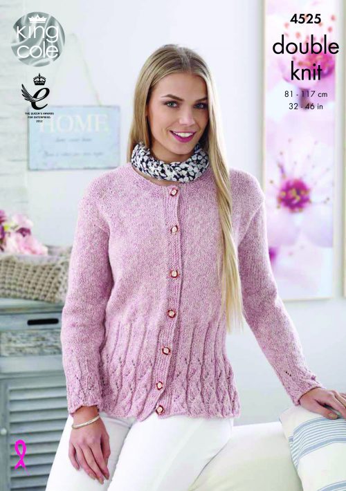 KING COLE DK LADIES SWEATER AND CARDIGAN KNITTING PATTERN (4525)