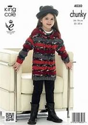 KING COLE CHILDRENS CHUNKY JUMPER KNITTING PATTERN (4030)