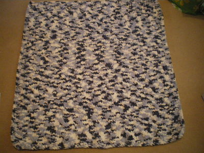 LARGE BABY BOYS CABLE BLUE MIX BLANKET