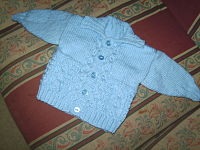 Baby boys blue cable cardigan age 3-6 months