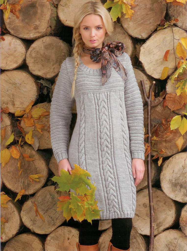 JAMES BRETT LADIES ARAN JUMPER DRESS KNITTING PATTERN JB100