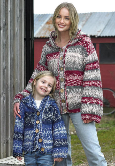 JAMES BRETT CHILDREN'S AND ADULTS ARAN CARDIGAN PATTERN JB918